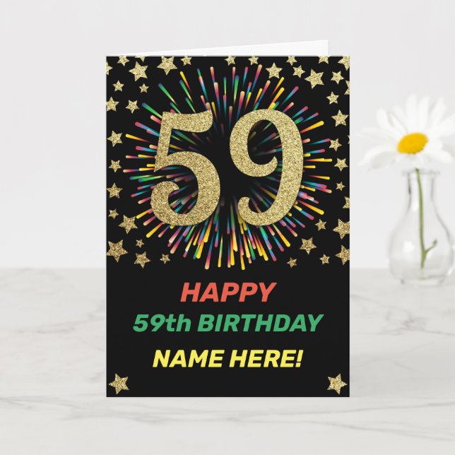Carte Joyeux feu d'artifice du 59e anniversaire Rainbow  (Petite plante)