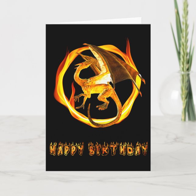 Carte Joyeux feu de dragon d'anniversaire (Devant)