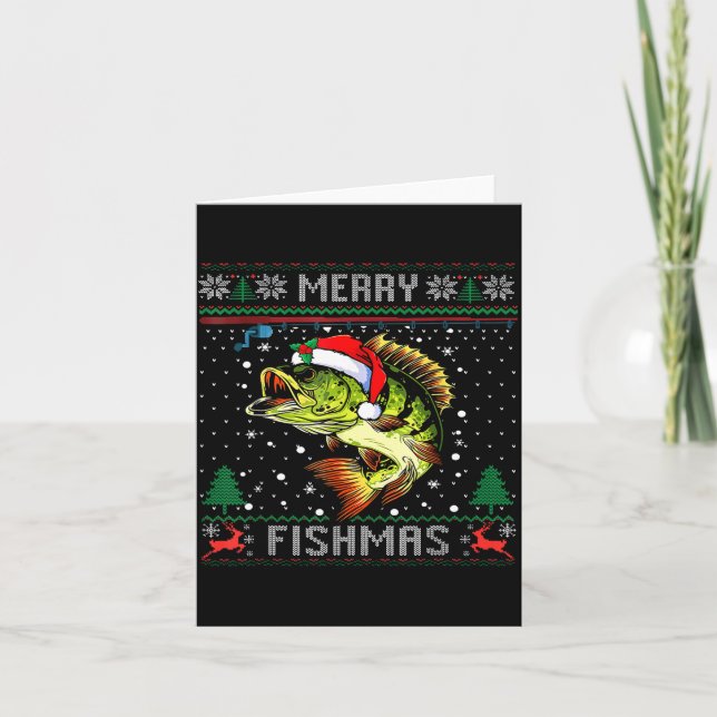 Carte Joyeux Fishmas B Fish Noël Pêche Sweat Ugly (Devant)