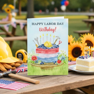 Carte Joyeux gâteau d'anniversaire de la fête du Travail
