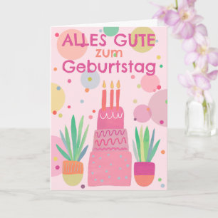 Carte Joyeux gâteau d'anniversaire rose mignon