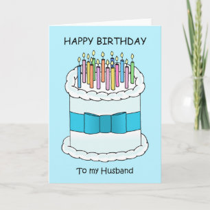 Carte Joyeux gâteau et bougies maris d'anniversaire