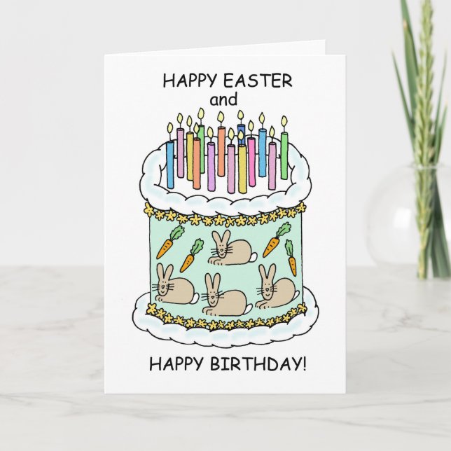 Carte Joyeux gâteau et bougies pour l'anniversaire de Pâ (Devant)
