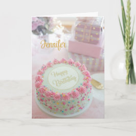 Carte Joyeux gâteau rose Anniversaire Personnalisez la c