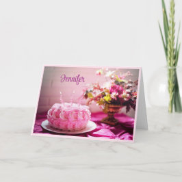 Carte Joyeux gâteau rose Anniversaire Personnalisez la c