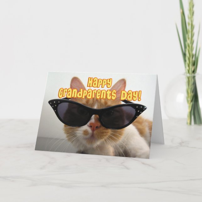Carte Joyeux grand-parents Jour grand-mère - Chat Cool (Devant)