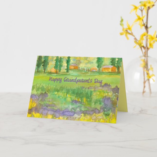 Carte Joyeux Grand-Parents Ranch automne Fleurs arbres (Fleur jaune)