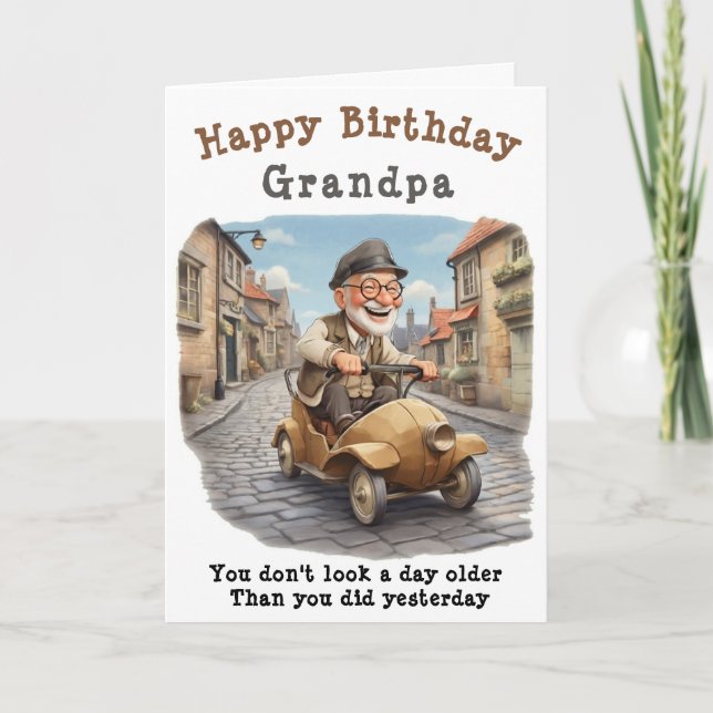 Carte Joyeux grand-père d'anniversaire - Editable. (Devant)