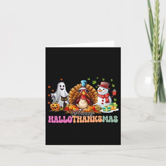 Carte Joyeux Hallothanksmas Drôle Halloween Thanksgiving (Devant)