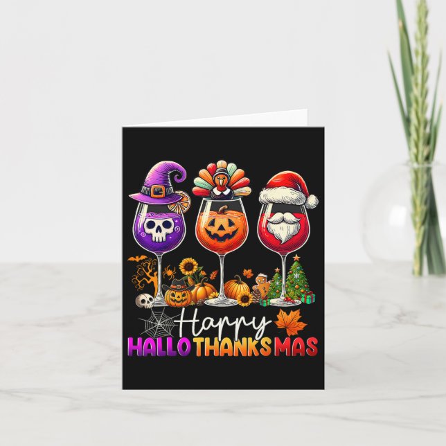 Carte Joyeux Hallothanksmas Halloween Thanksgiving Noël (Devant)