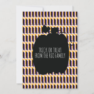Carte Joyeux Halloween Citrouille noire motif géométriqu