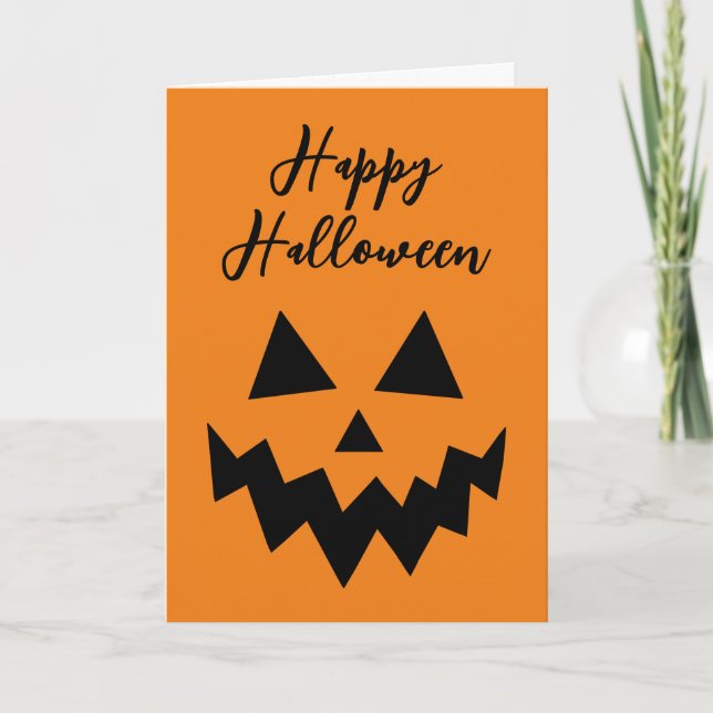Carte Joyeux Halloween Citrouille Orange Visage de Jack  (Devant)