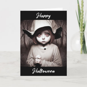Carte Joyeux Halloween Enfant Déplaisant en costume bi