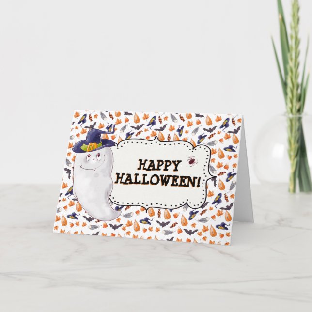 Carte Joyeux Halloween Ghost (Devant)