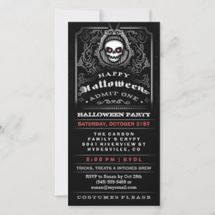 Carte Joyeux Halloween Gothique Crâne Admettre Une Invit