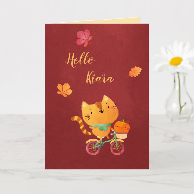Carte Joyeux Halloween Halloween Thanksgiving Bike Cat C (Petite plante)