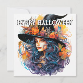 Carte Joyeux Halloween | Illustration de sorcière d'auto