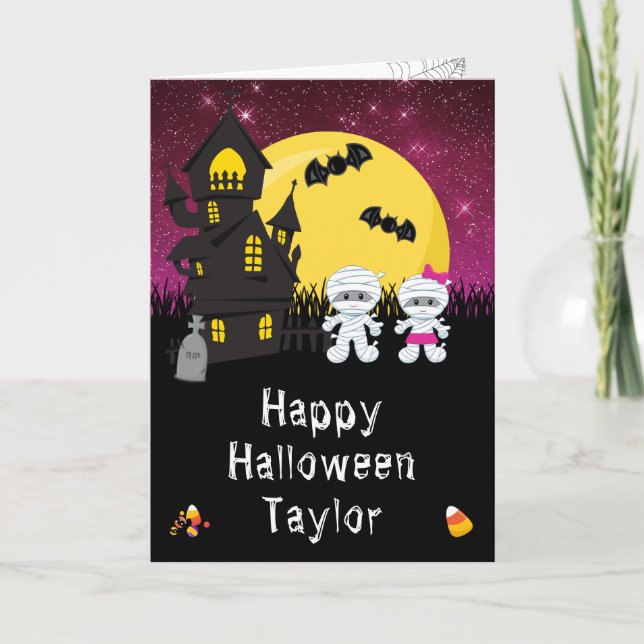 Carte Joyeux Halloween maman rose (Devant)