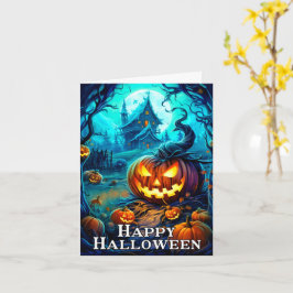 Carte Joyeux Halloween Mischievous brillant Citrouilles