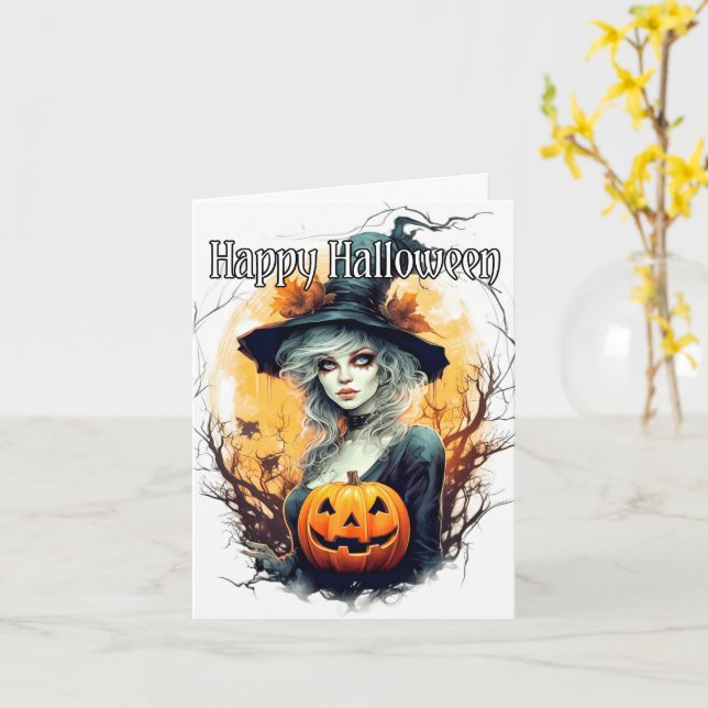 Carte Joyeux Halloween | Rester en cuisine (Fleur jaune)