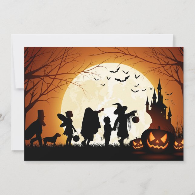 Carte Joyeux Halloween Silhouette enfants (Devant)