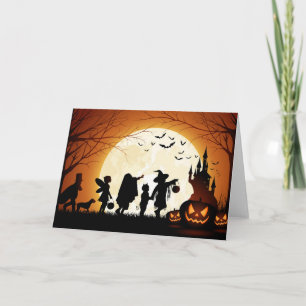 Carte Joyeux Halloween Silhouette enfants