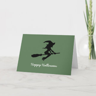 Carte Joyeux Halloween, Sorcière Sur Broomstick