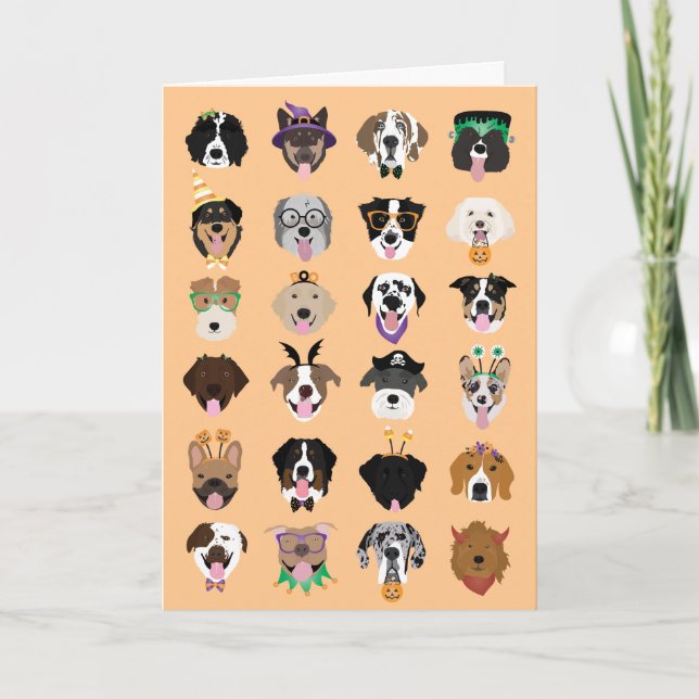 Carte Joyeux Halloween Têtes de Chien (Devant)