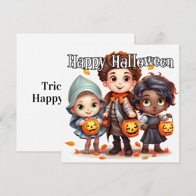 Carte Joyeux Halloween Trick Ou Treat Pour Les Enfants (Devant / Derrière)