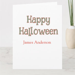 Carte Joyeux halloween vert orange pastel tendance moder