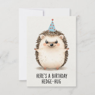 Carte Joyeux Hérisson d'anniversaire avec Casquette de p