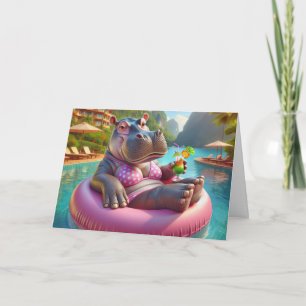 Carte Joyeux Hippo Avec Boisson Anniversaire