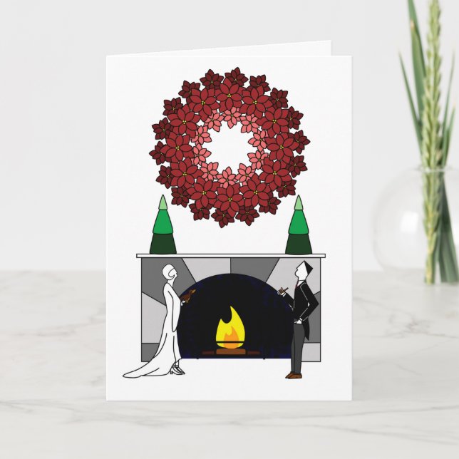 Carte Joyeux Hoidays Poinsettia Wreath (Devant)