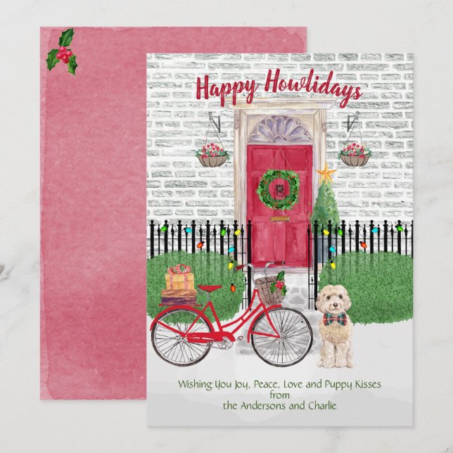 Carte Joyeux Holiday mignon Champaign Porte de vélo Cock (Devant / Derrière)