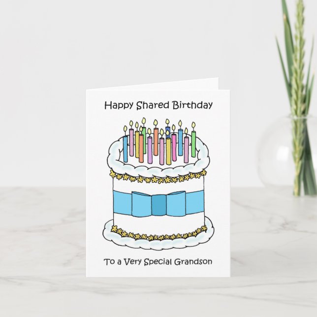 Carte Joyeux Jour Commun Anniversaire Grandson (Devant)