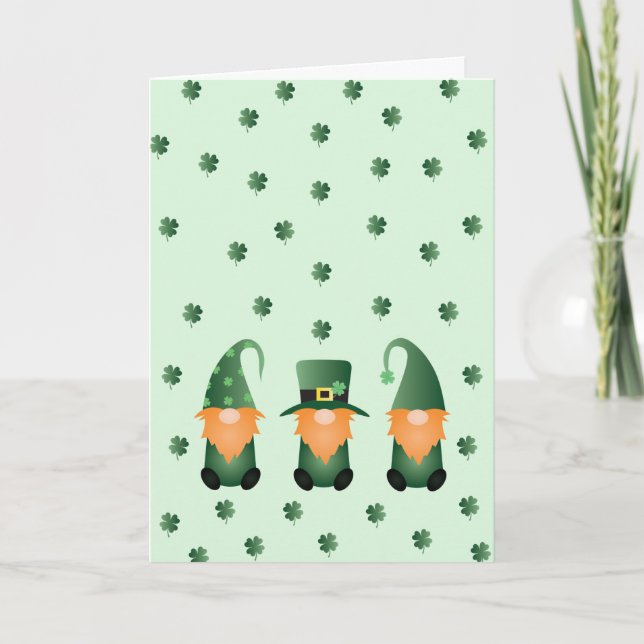 Carte Joyeux Jour de la Saint Patrick Gnomes Green Orang (Devant)