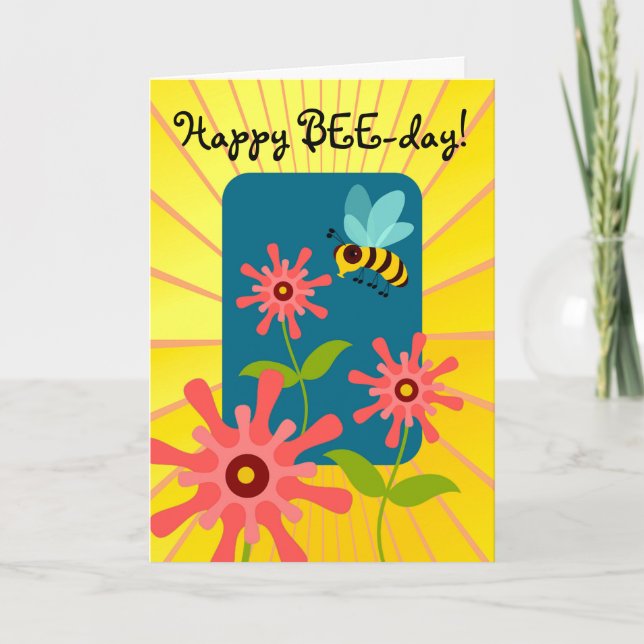 Carte Joyeux Jour de l'Abeille avec Fleurs (Devant)