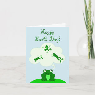Carte Joyeux Jour des terres vert avec grenouille à rêve