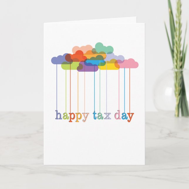 Carte Joyeux jour fiscal pour les nuages arc-en-ciel (Devant)