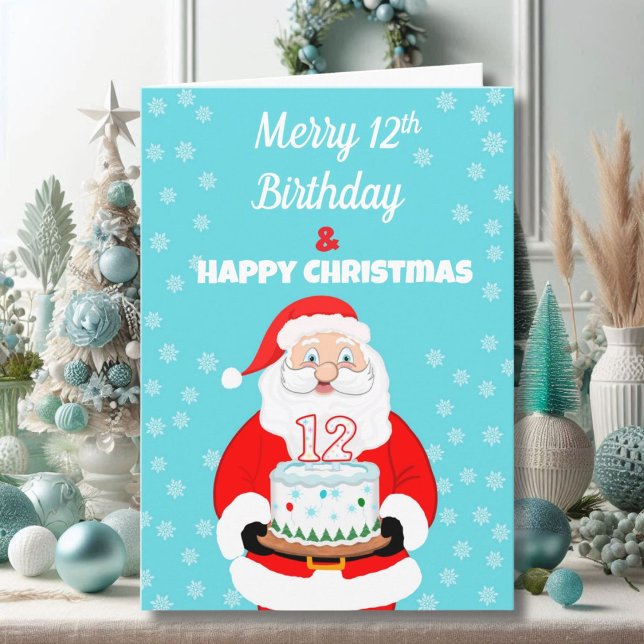 Carte Joyeux Joyeux 12e anniversaire Noël Père Noël (Créateur téléchargé)