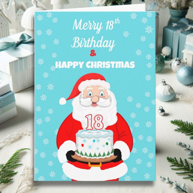 Carte Joyeux Joyeux 18e anniversaire Noël Père Noël (Créateur téléchargé)