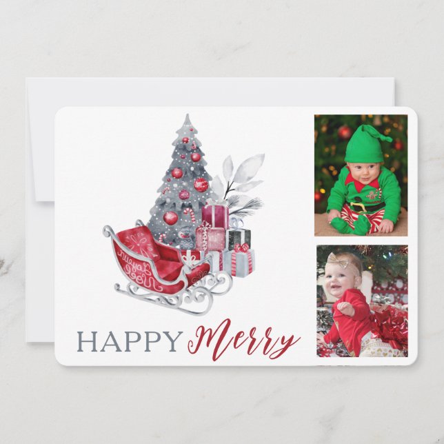 Carte Joyeux Joyeux Enfants Famille Photo Noël (Devant)