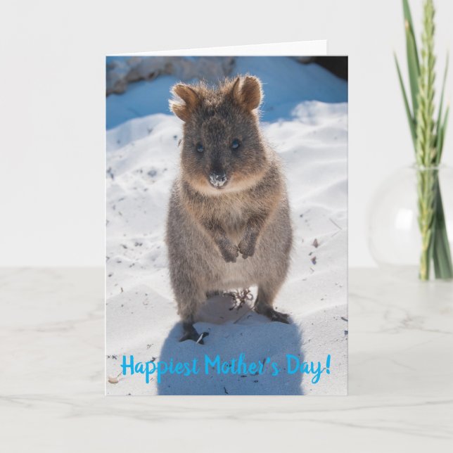 Carte Joyeux Joyeux Fête des Mères Cute Quokka Beach (Devant)