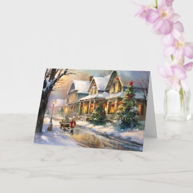 Carte Joyeux Joyeux Garçon De Vacances En Train De Tirer (Orchidée)