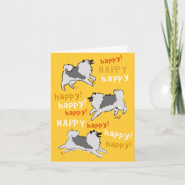 Carte Joyeux Joyeux Keeshond Chien Fête d'anniversaire (Devant)