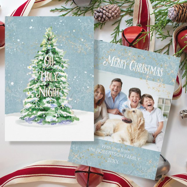 Carte Joyeux Joyeux Noël Simple Arbre Famille (Créateur téléchargé)