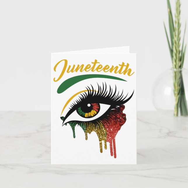 Carte Joyeux Juneteenth 1865 Yeux Brillants Mélanine Rét (Devant)