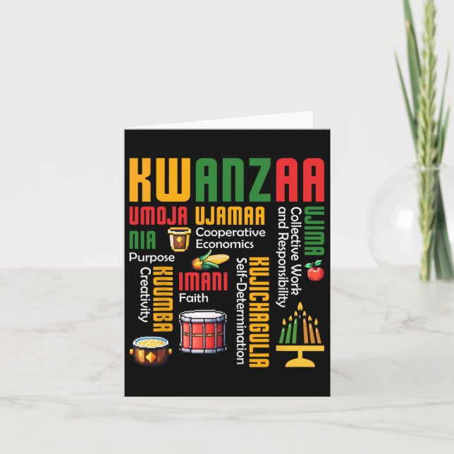 Carte Joyeux Kwanzaa Kinara Sept Bougies Tambour Héritag (Devant)
