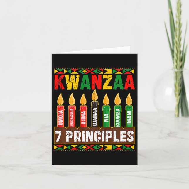 Carte Joyeux Kwanzaa Kinara Sept Principes Bougies Pan  (Devant)