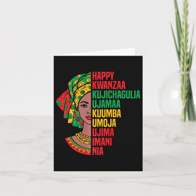Carte Joyeux Kwanzaa Sept Principes Africain Foulard Têt (Devant)
